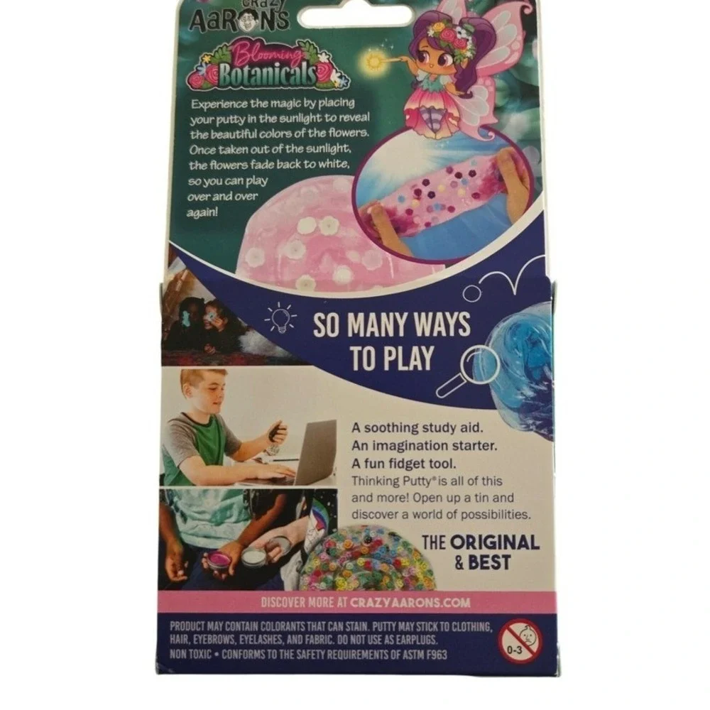 Crazy Aaron's Thinking Putty Kids 2.1 oz Pink New Blooming Botanicals Sun-Change